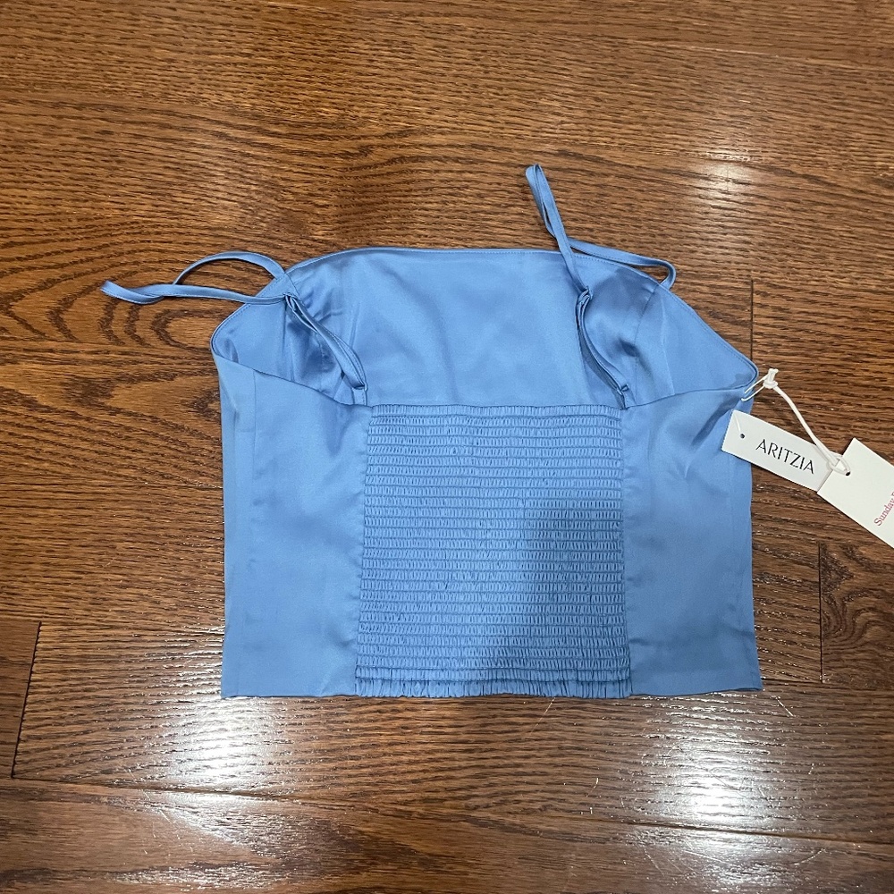 Aritzia Blue Silky Crop Top